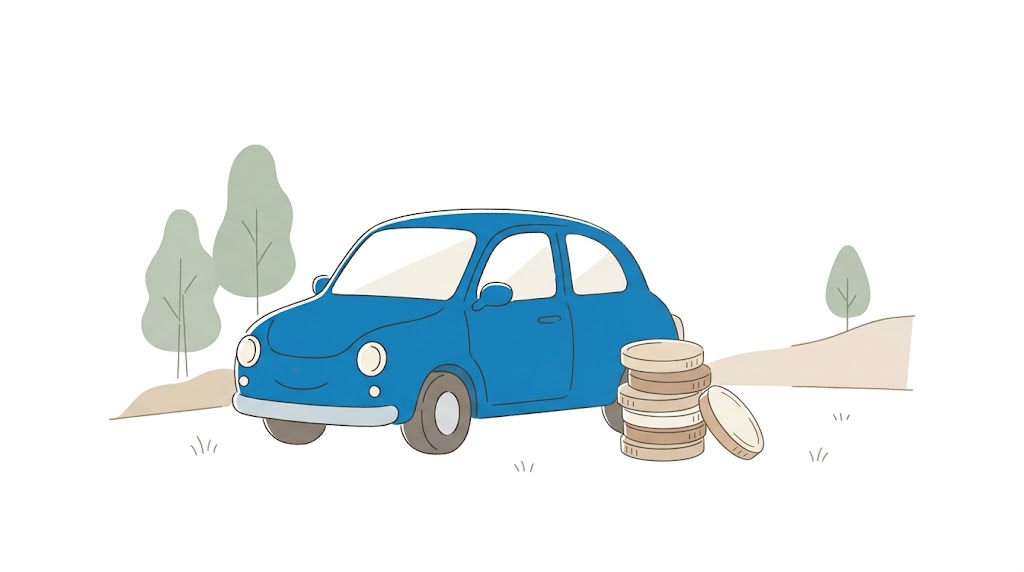 車のアイコンと積まれたコインのイラスト