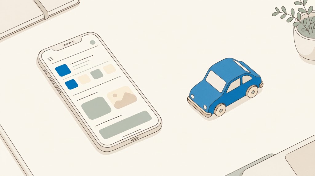 車購入の予算計算やローン計画を立てるイメージイラスト